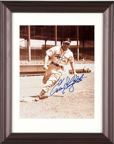 Enos Slaughter signed St. Louis Cardinals 8x10 Photo dings Framed - COA (HOF)