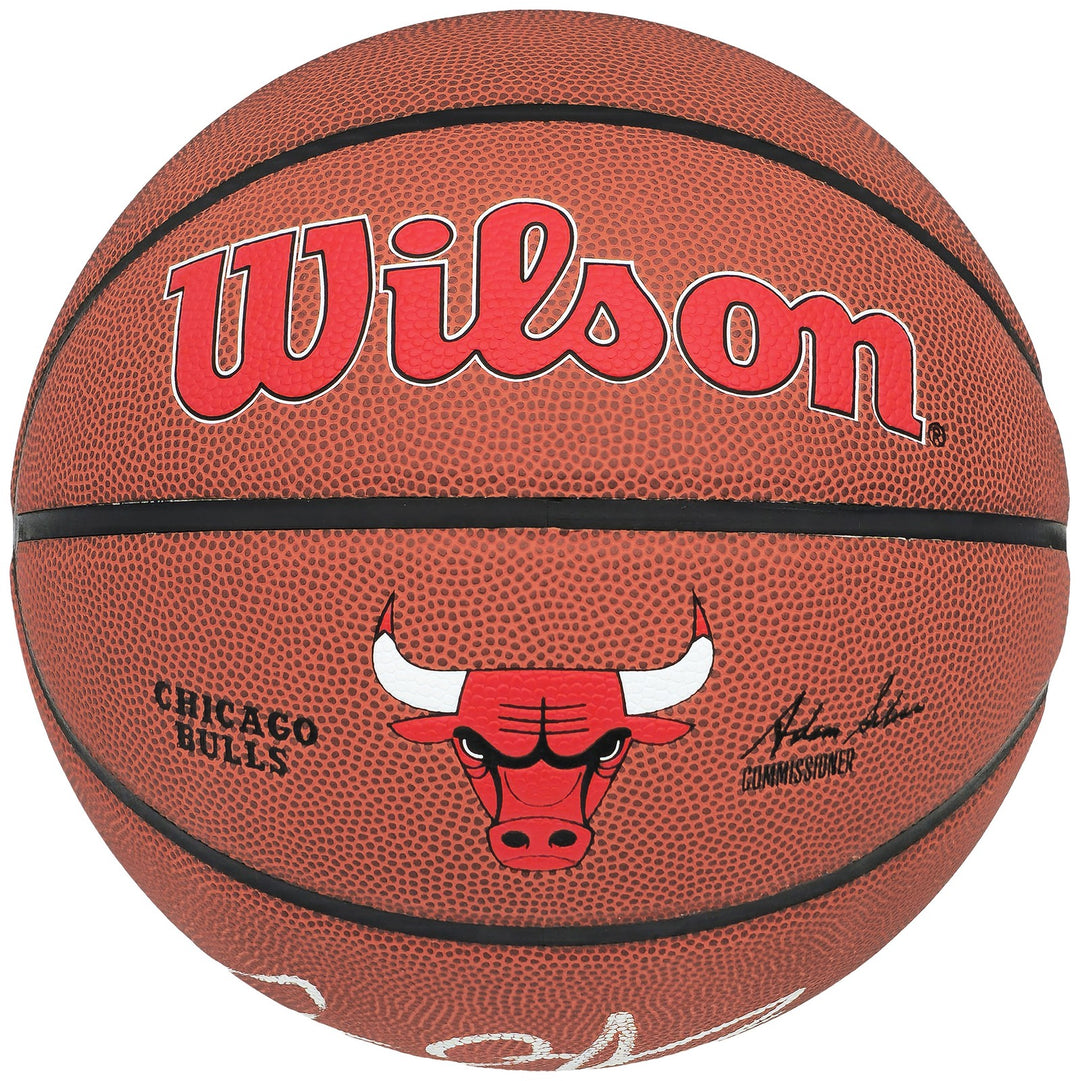 Dennis Rodman Signed Composite Leather Chicago Bulls Logo Basketball Beckett Wit