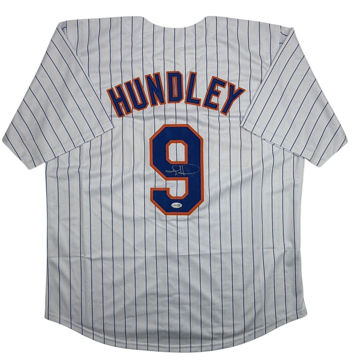 Autographed/Signed Todd Hundley New York Pinstripe Baseball Jersey JSA COA
