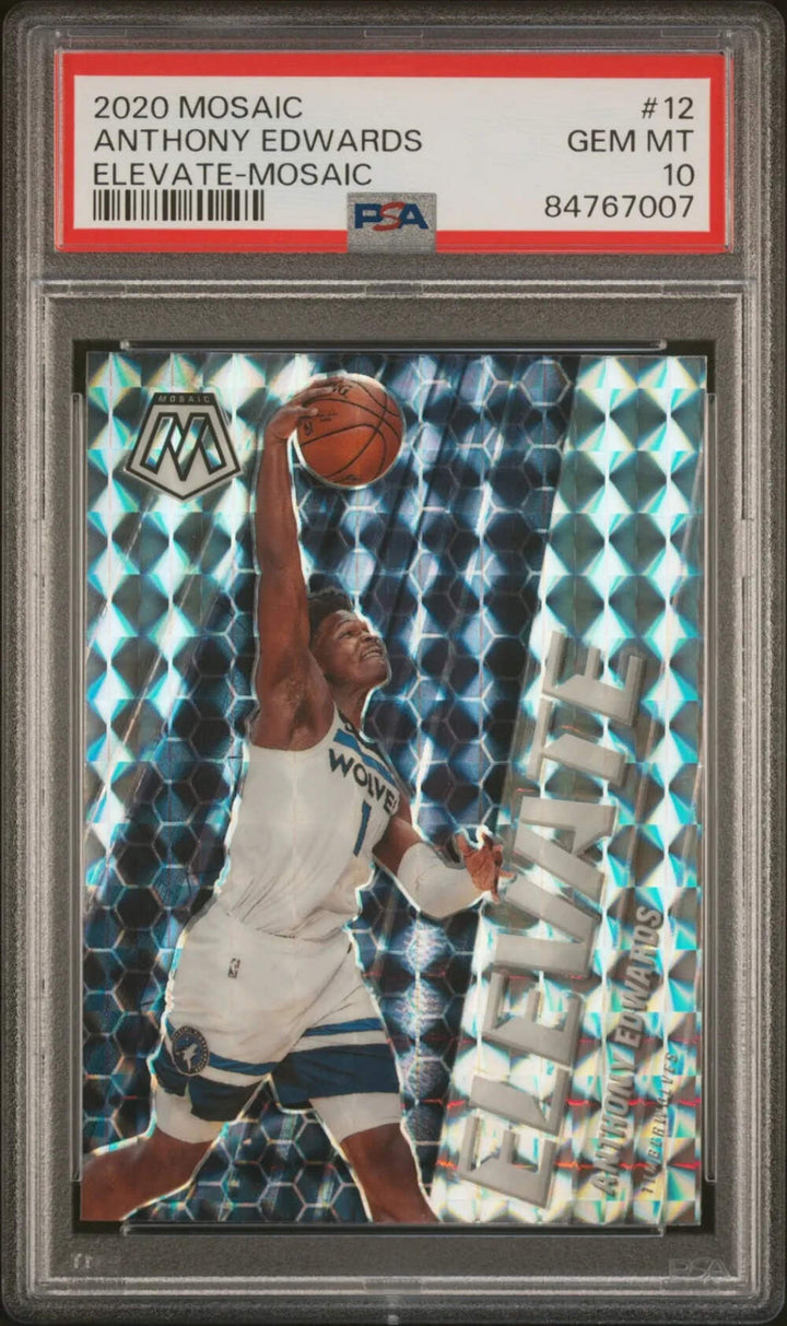 Graded 2020 Mosaic Anthony Edwards #12 Elevate Mosaic RC Basketball Card PSA 10