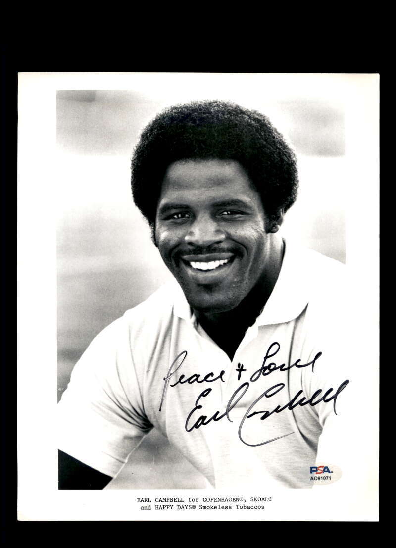 Earl Campbell PSA DNA Signed 8x10 Photo Autograph