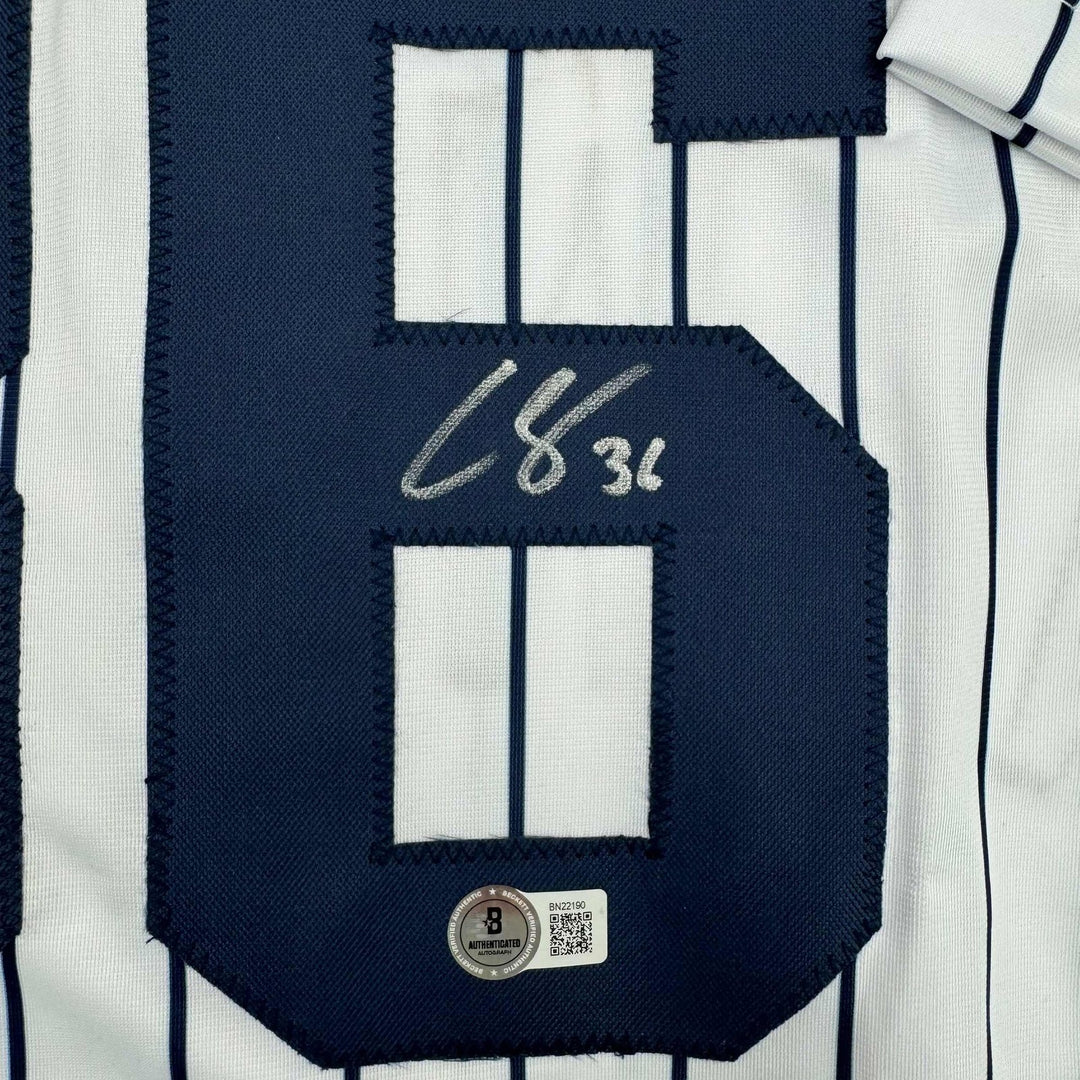 Autographed/Signed Clarke Schmidt New York Pinstripe Jersey BAS COA