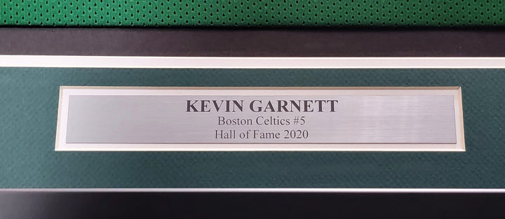 Boston Celtics Kevin Garnett Signed Framed Green Jersey Beckett BAS QR