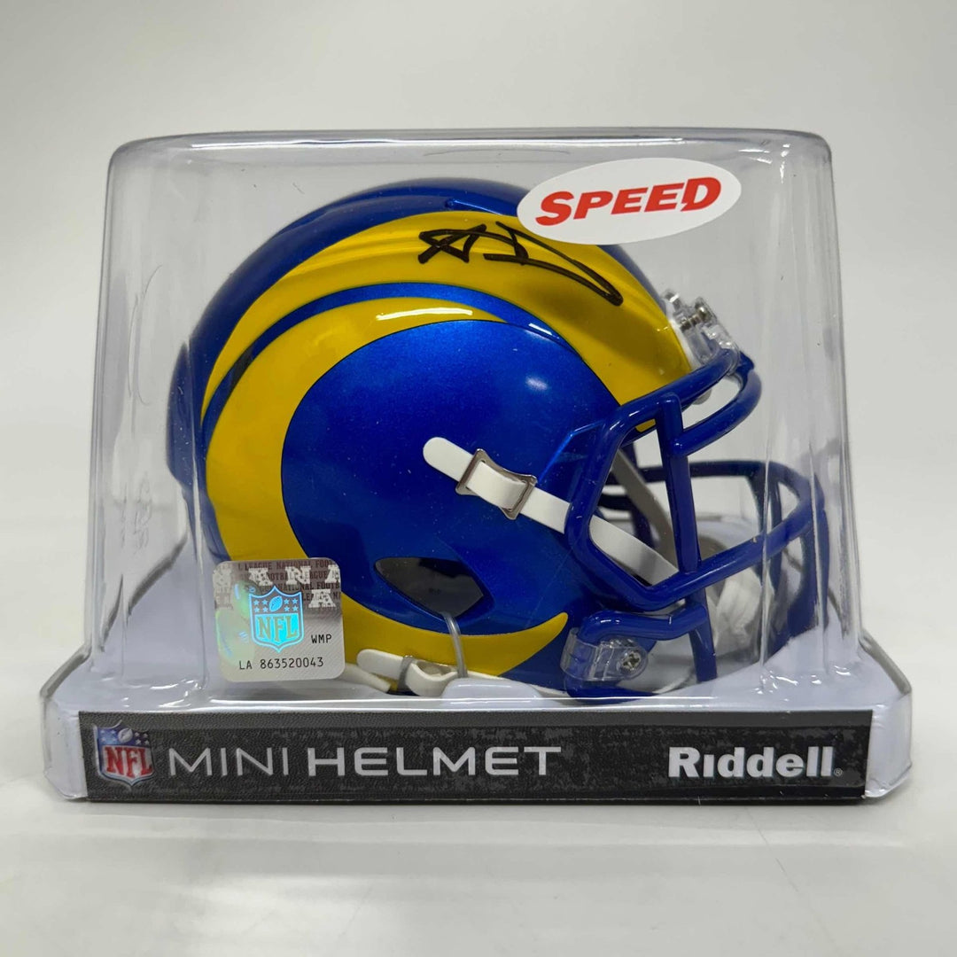 Autographed/Signed Aaron Donald LA Rams Speed Mini Helmet Beckett COA