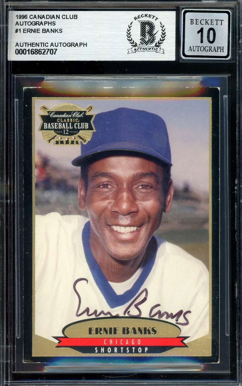 Ernie Banks Gem Mint 10 Beckett BAS Signed 1996 Canadian Club Autograph