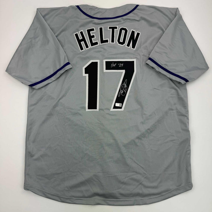 Autographed/Signed Todd Helton HOF 24 Colorado Grey Jersey Tristar COA