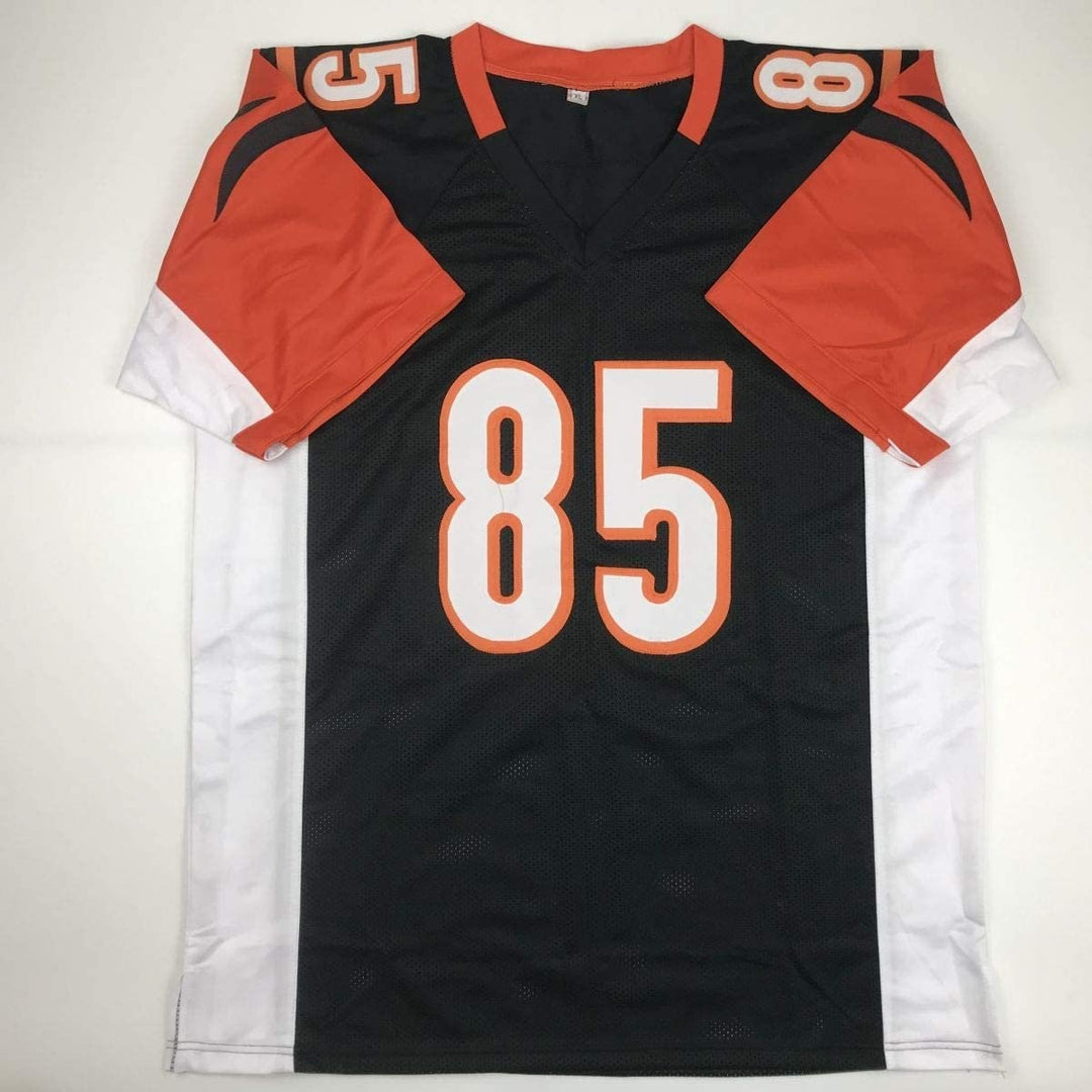Autographed/Signed CHAD JOHNSON Cincinnati Black Jersey JSA COA Auto