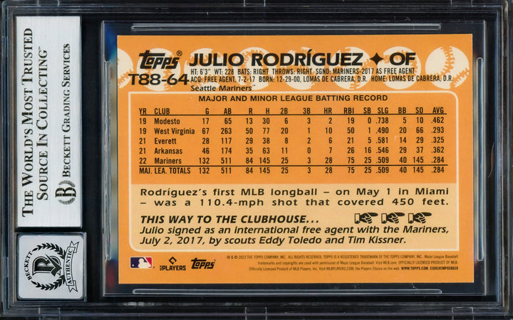Julio Rodriguez Signed 2023 Topps 35th Anniversary Card T88-64 Sig 10 Beckett