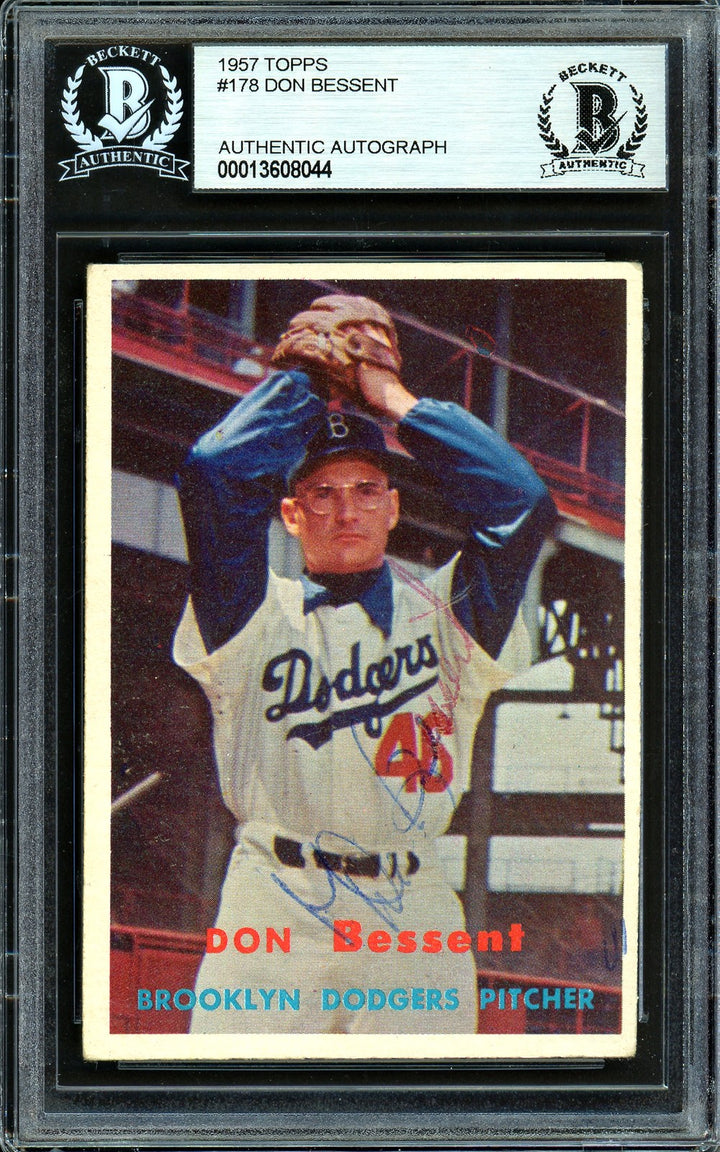 Don Bessent Signed 1957 Topps Card 178 Brooklyn Dodgers Beckett #13608044
