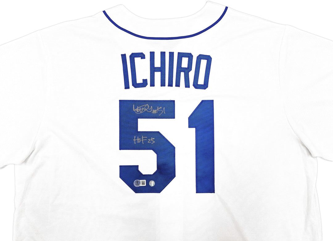 Mariners Ichiro Suzuki Auto White Nike Cooperstown Collect Jersey XL HOF 25 BAS
