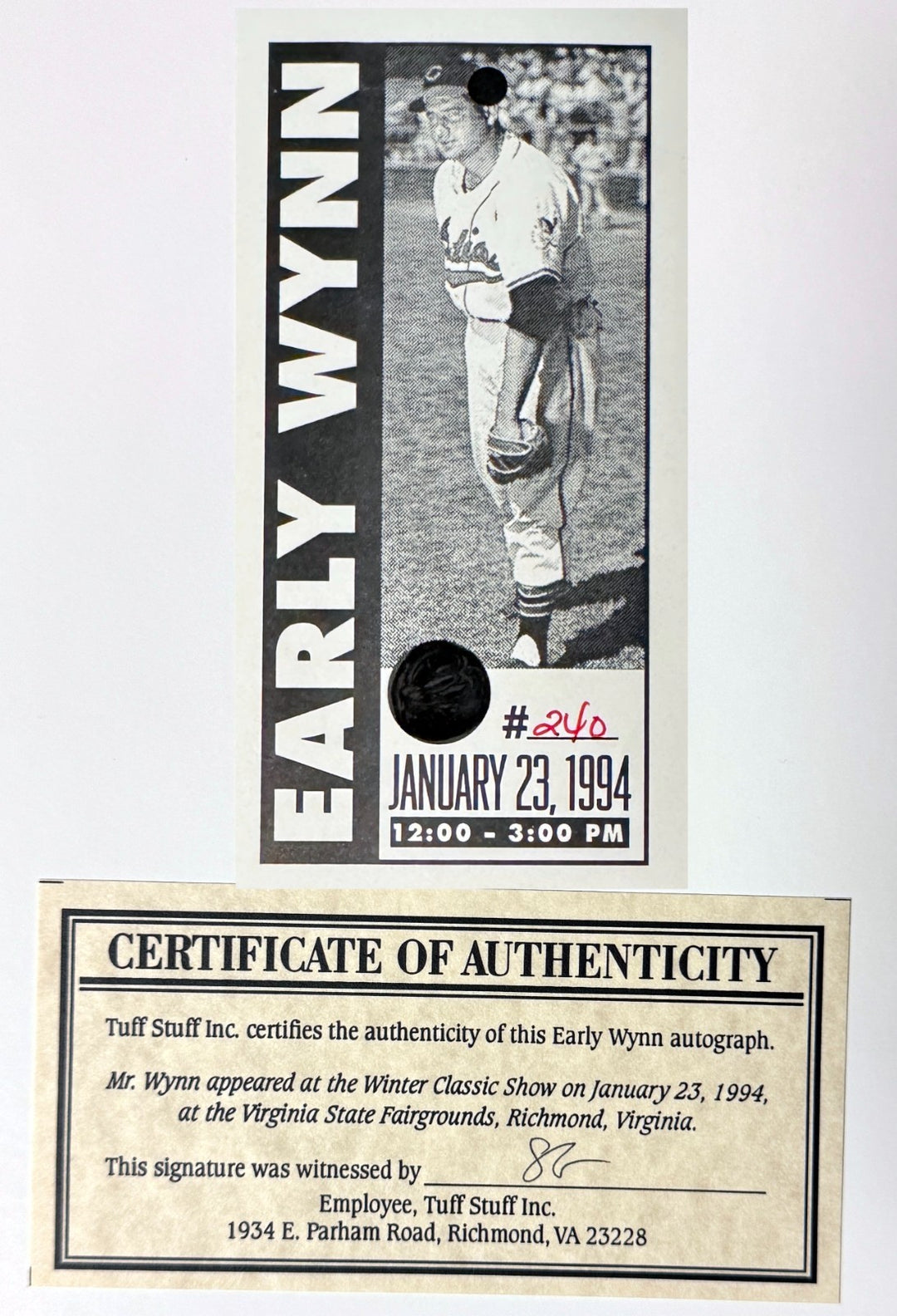 Early Wynn signed Cleveland MLB 300th Victory 8x10 Photo/Card - COA/Ticket/HOF