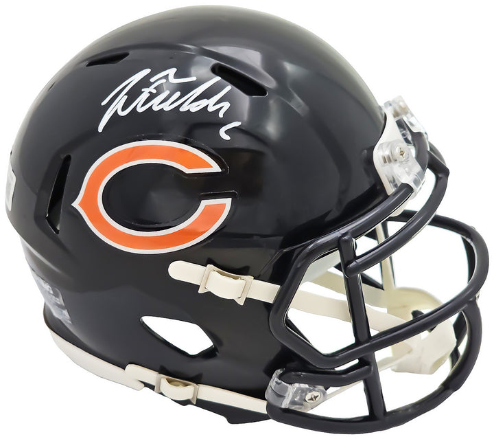 Justin Fields Signed Chicago Bears Blue Speed Mini Helmet Beckett Wit