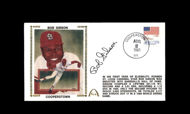 Bob Gibson PSA DNA Signed 1981 First Day Cover Cache FDC Cooperstown Autograph