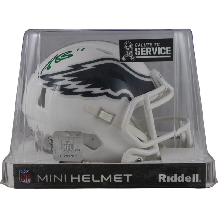 AJ Brown Autographed/Signed Philadelphia Eagles 24 STS Mini Helmet Beckett 49807