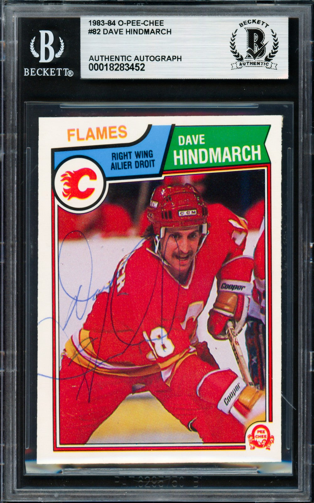 Dave Hindmarch Signed 1983-84 O Pee Chee Card 82 Flames Beckett #18283452