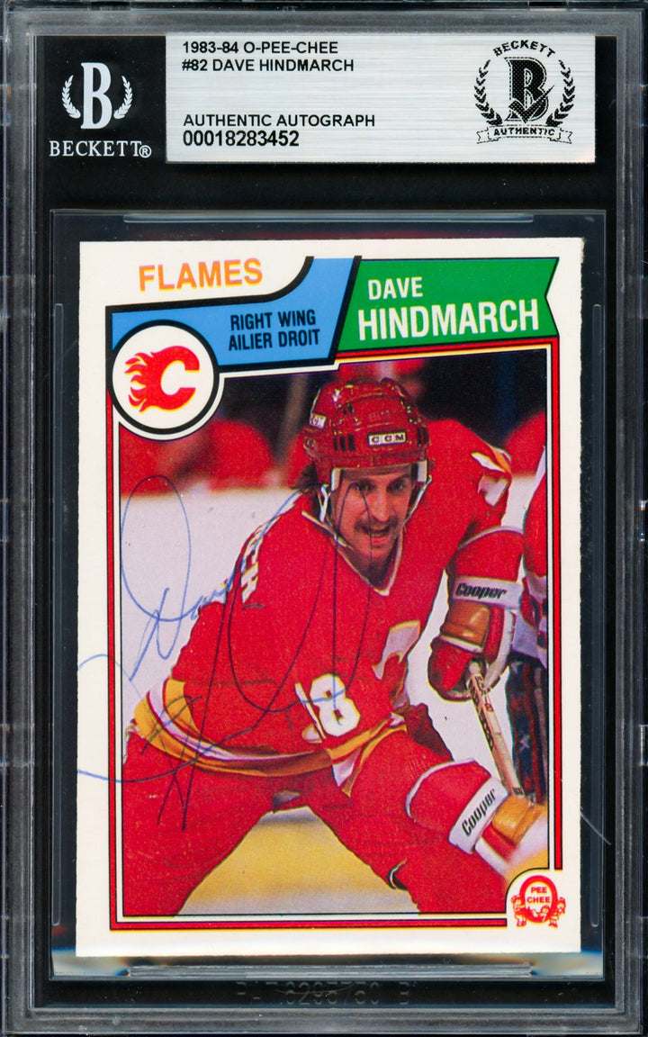 Dave Hindmarch Signed 1983-84 O Pee Chee Card 82 Flames Beckett #18283452
