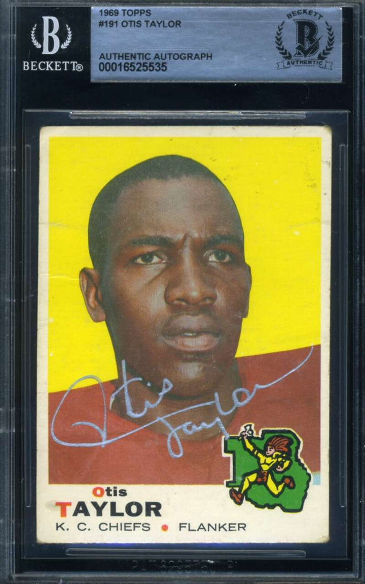 Otis Taylor Beckett BAS Signed 1969 Topps Autograph