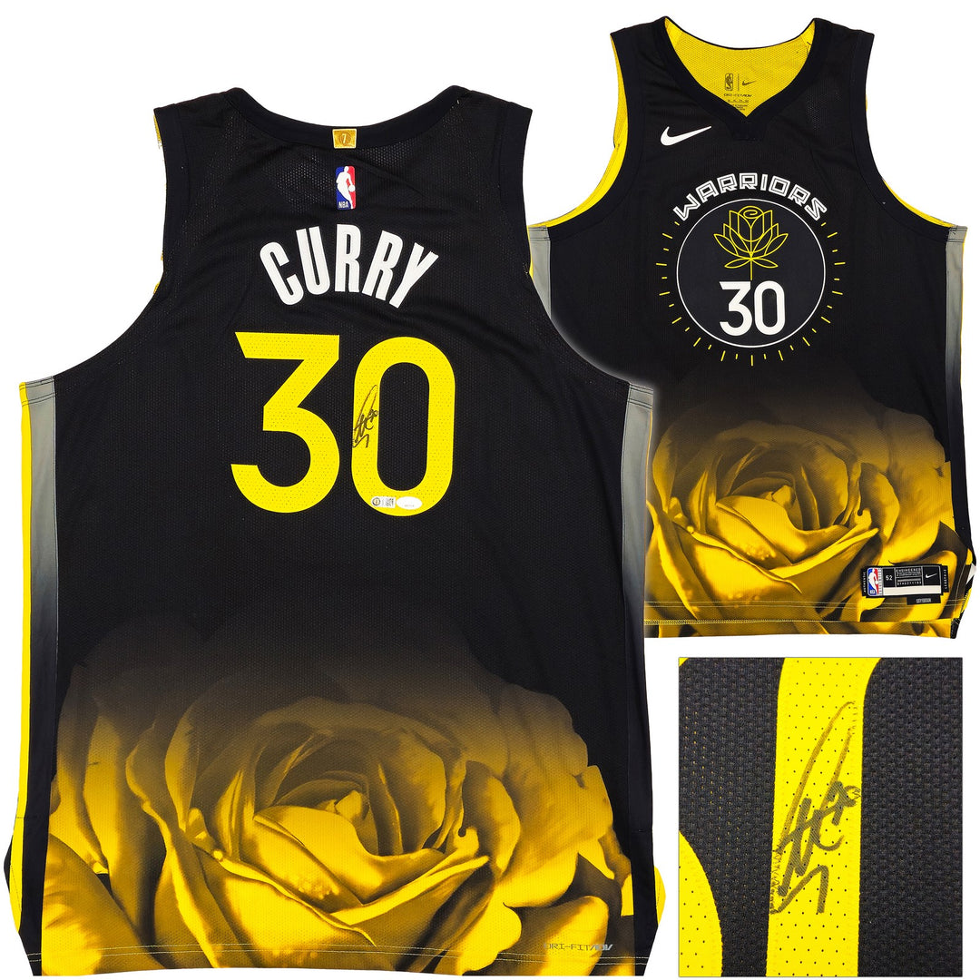 Warriors Stephen Curry Signed Black Nike City Edition Jersey Size 52+2 JSA