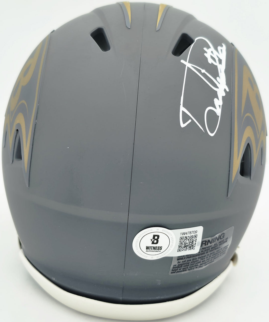 Derrick Henry Signed Ravens Slate Gray Speed Mini Helmet Beckett Witness