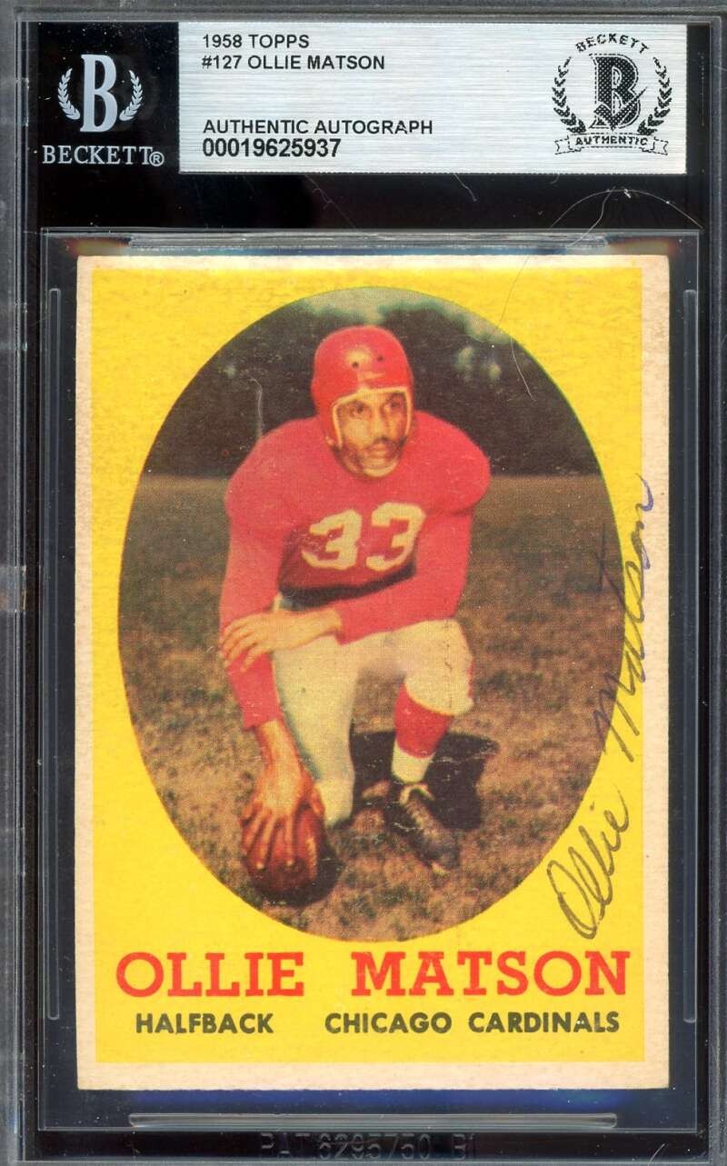 Ollie Matson Beckett BAS Vintage Signed 1958 Topps Autographed