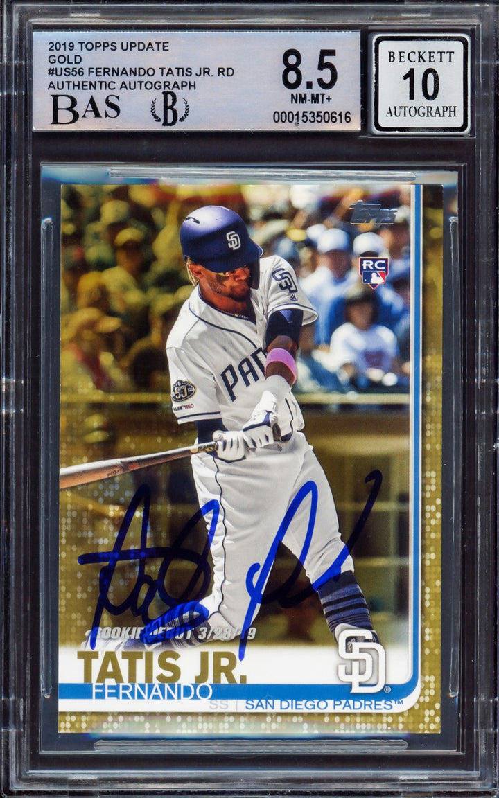 Fernando Tatis Jr Auto 2019 Topps Update Gold RC US56 Padres BGS 8.5 Sig 10 BAS