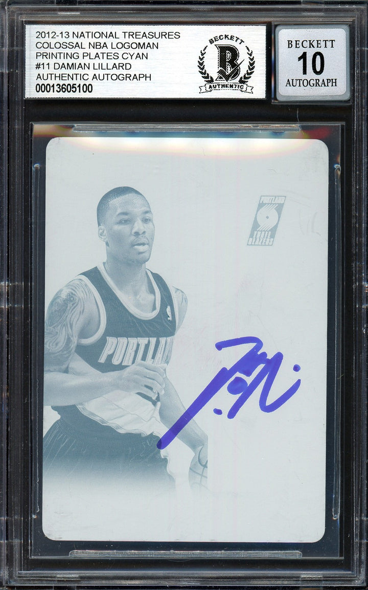 Damian Lillard Signed 2012-13 Panini National Treasures Printing Plate 1/1 RC