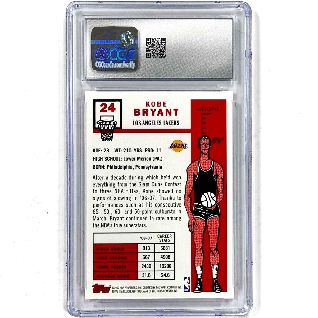 2007-08 Topps #24 Kobe Bryant 1957 57-58 Variation CGC 10 Gem Mint LA Lakers