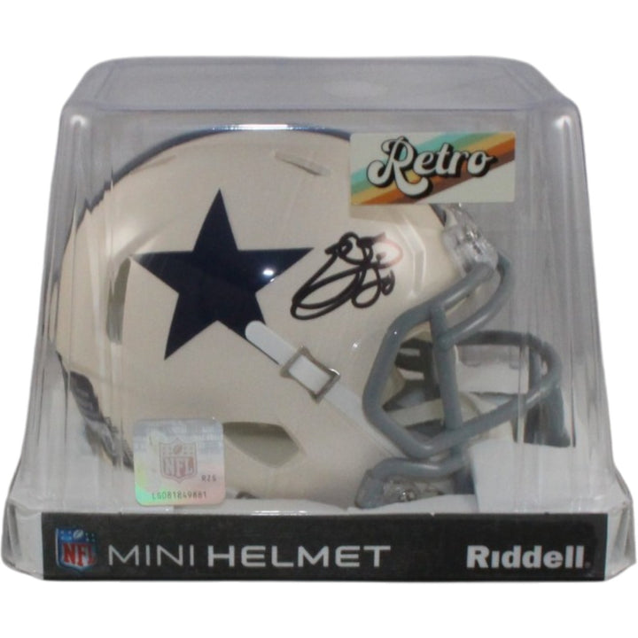 Emmitt Smith Signed Dallas Cowboys Retro Mini Helmet Beckett Witnessed 57536