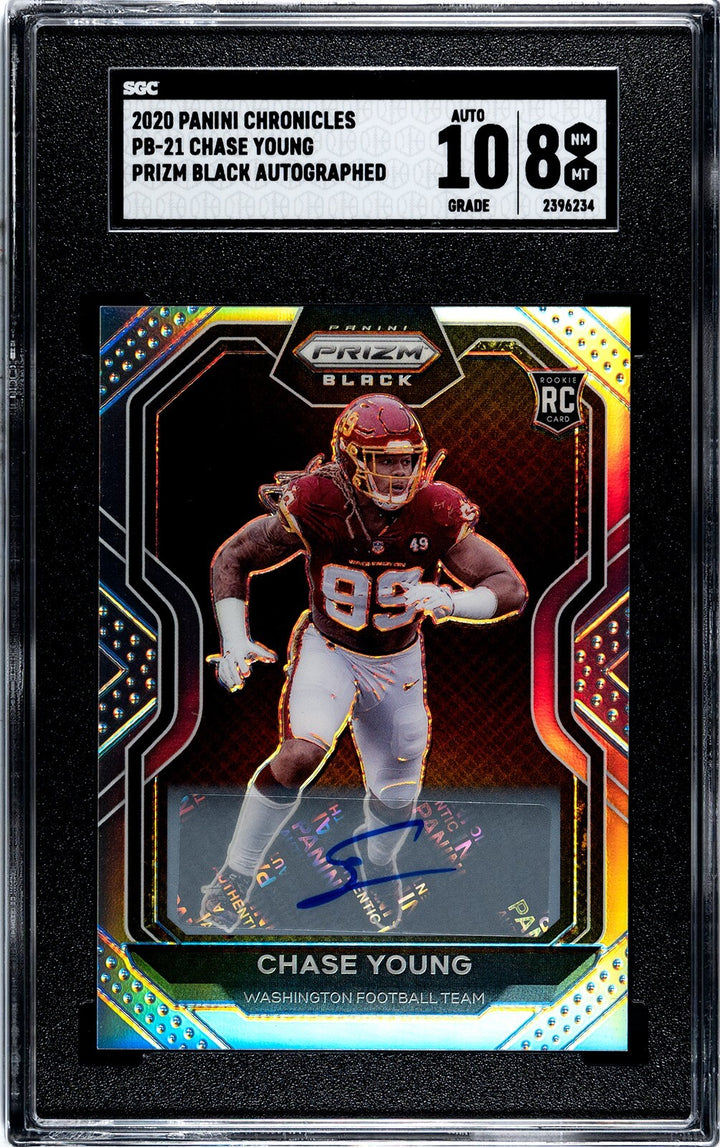 Chase Young signed 2020 Chronicles Prizm Black Auto Card- SGC Graded 8 NM-MT/10