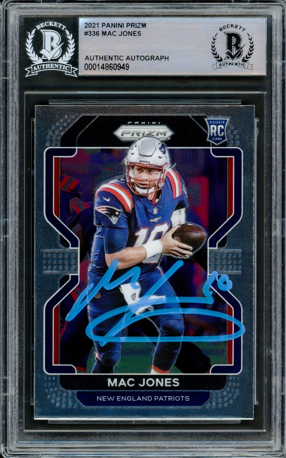 Mac Jones Auto Signed 2021 Panini Prizm RC 336 New England Patriots Beckett