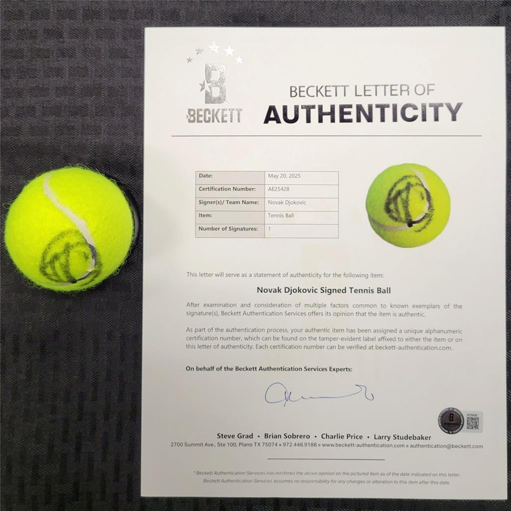 Novak Djokovic signed Tennis Ball autograph US Wimbledon Champ (C) ~ Beckett BAS