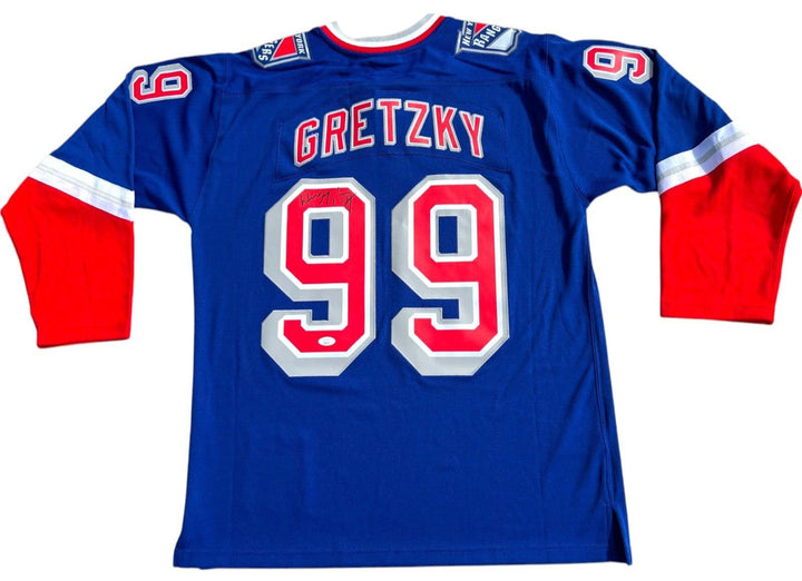WAYNE GRETZKY SIGNED 1996 NEW YORK RANGERS HOCKEY JERSEY MITCHELL BLUE LINE JSA