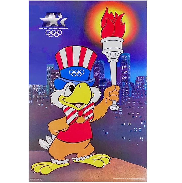 vintage 1984 Los Angeles Olympic Games 22x34 Sam the Eagle USA Torch poster New