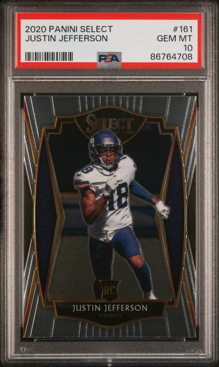 Graded 2020 Panini Select Justin Jefferson #161 Rookie RC Football Card PSA 10
