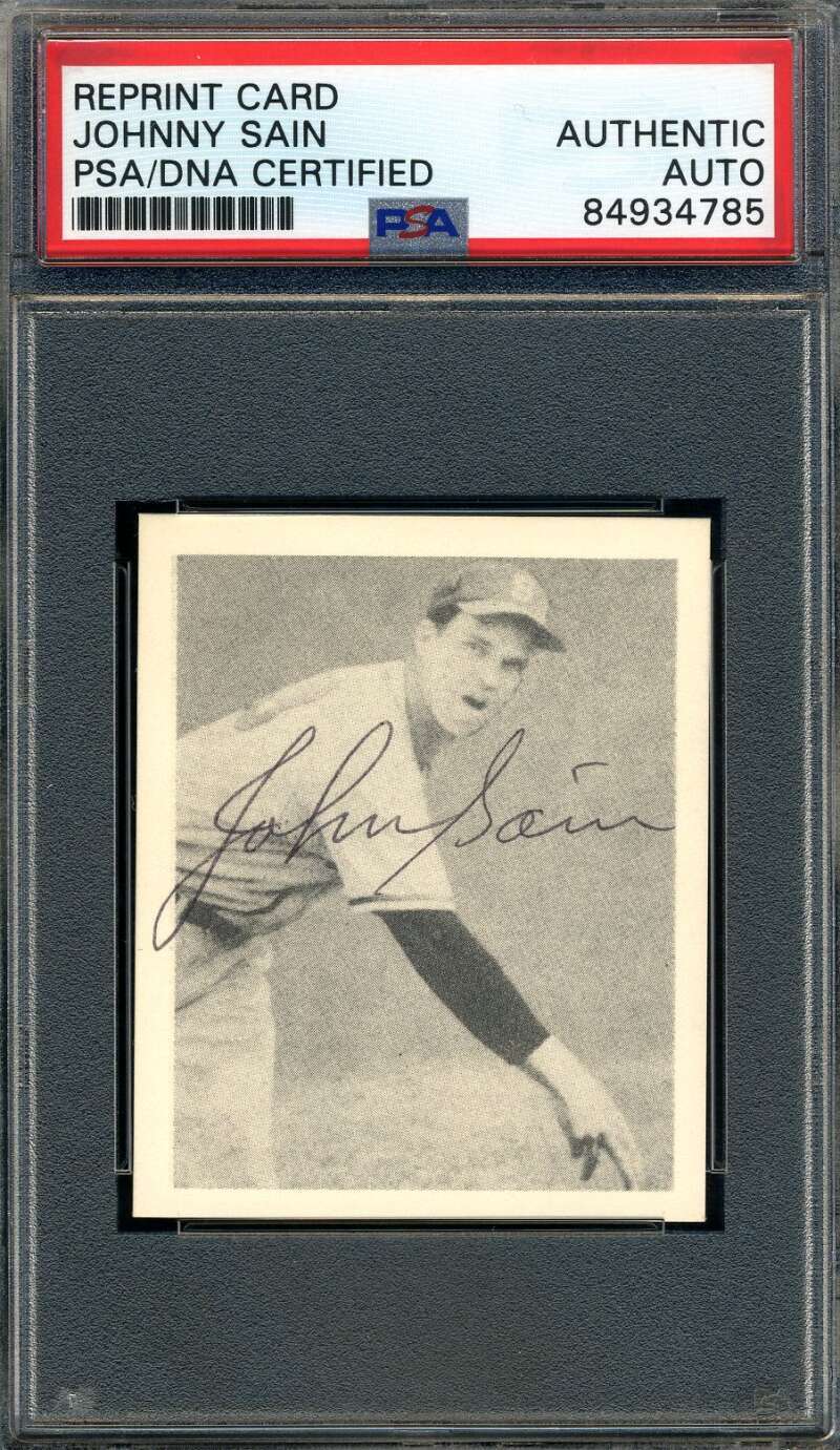 Johnny Sain PSA DNA Coa Signed 1948 Bowman Rookie Reprint Autograph