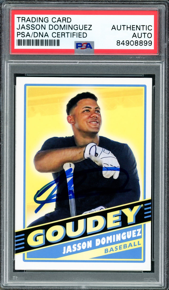 Jasson Dominguez Signed 2020 UD Goodwin Champions Goudey RC G45 Yankees PSA/DNA