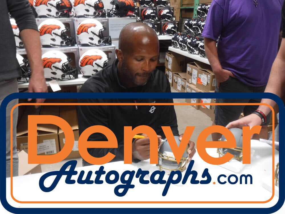 Champ Bailey Autographed/Signed Denver Broncos Slate Mini Helmet Beckett 48652