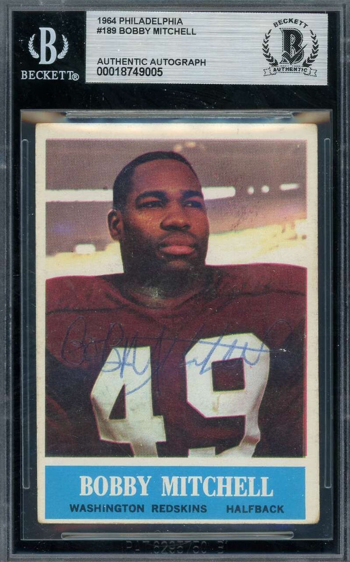 Bobby Mitchell Beckett BAS Vintage Signed 1964 Philadelphia Autograph