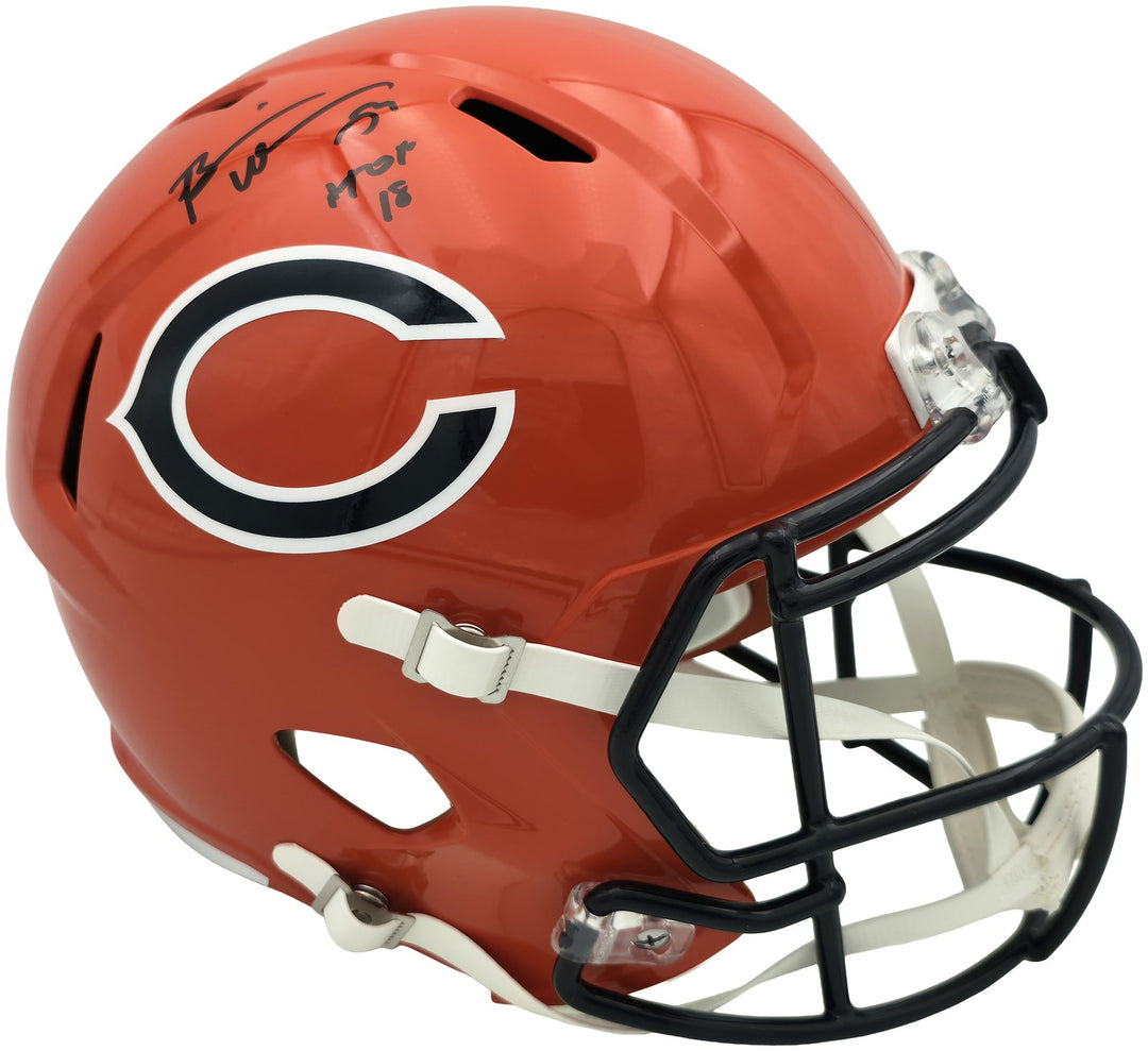 Brian Urlacher Auto Bears Orange Full Size Speed Replica Helmet "HOF 18" Beckett