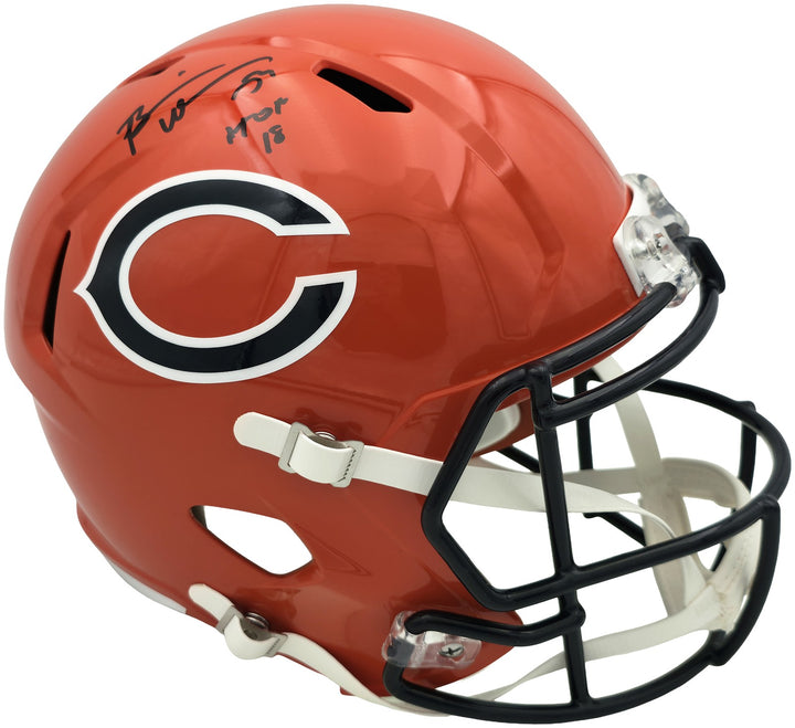 Brian Urlacher Auto Bears Orange Full Size Speed Replica Helmet "HOF 18" Beckett