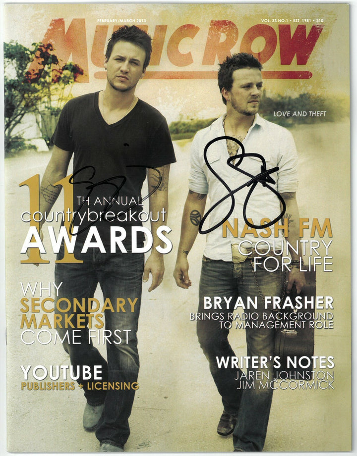 Love and Theft- Stephen Barker Liles/Eric Gunderson signed Music Row Magazine