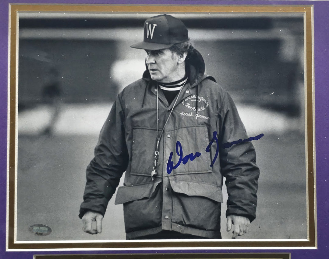 Don James Autographed Framed 8x10 Photo Washington Huskies MCS Holo #88810