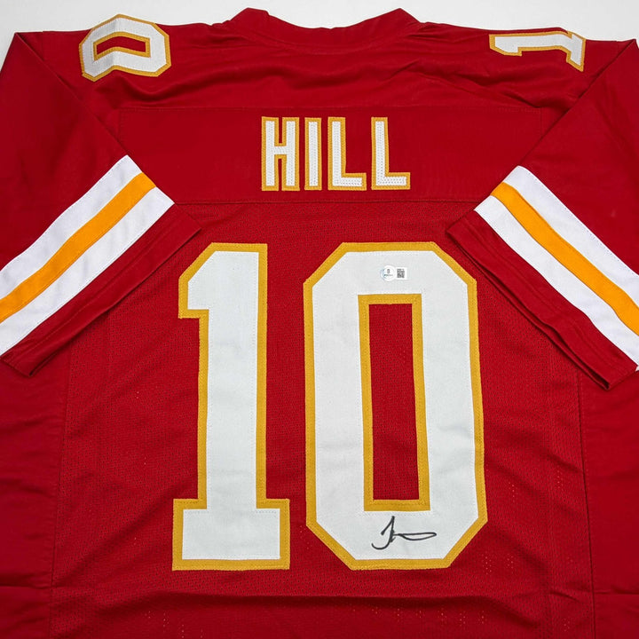 Autographed/Signed TYREEK HILL Kansas City Red Football Jersey JSA COA Auto