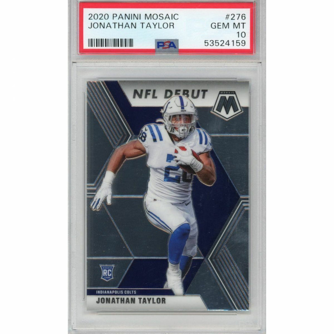 Graded 2020 Panini Mosaic JONATHAN TAYLOR #276 Rookie RC Football Card PSA 10