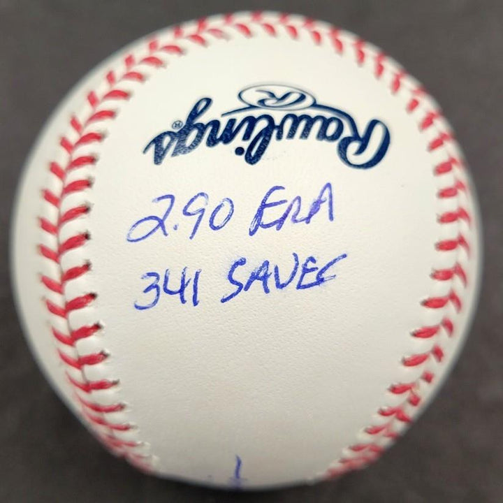 Rollie Fingers signed 9 Inscription Stat Baseball autograph ~ BAS Witness Holo