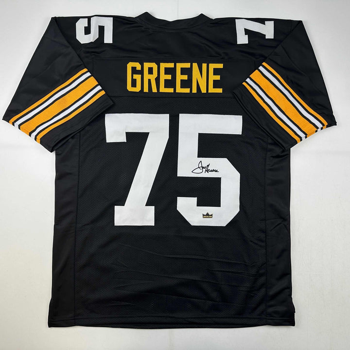 Facsimile Autographed Mean Joe Greene Pittsburgh Black Reprint Jersey Men's XL