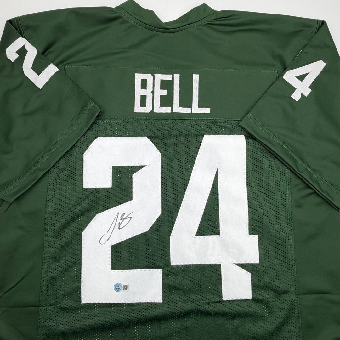 Autographed/Signed Le'Veon LeVeon Bell Michigan State Green Jersey Beckett COA