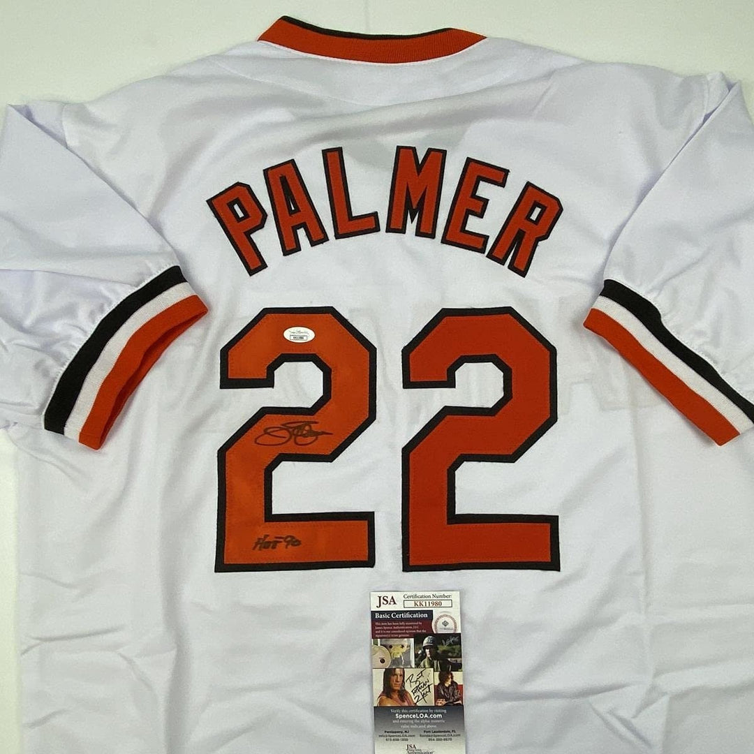 Autographed/Signed Jim Palmer HOF 1990 Baltimore White Jersey JSA COA