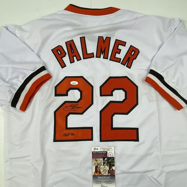 Autographed/Signed Jim Palmer HOF 1990 Baltimore White Jersey JSA COA