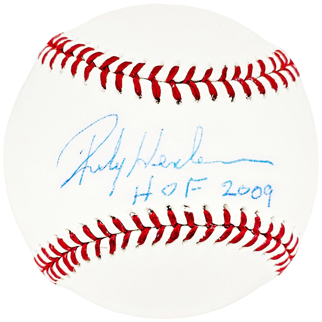 Rickey Henderson Signed MLB Baseball Oakland A's, Yankees HOF 2009 MLB & Steiner